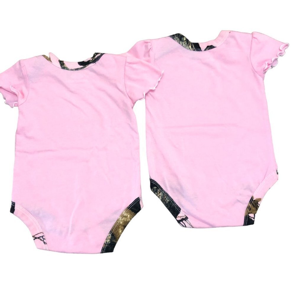 Mossy Oak Pink and Camo One Piece for Infant Twins Girls 3 to 6 Months EUC - Picture 2 of 4